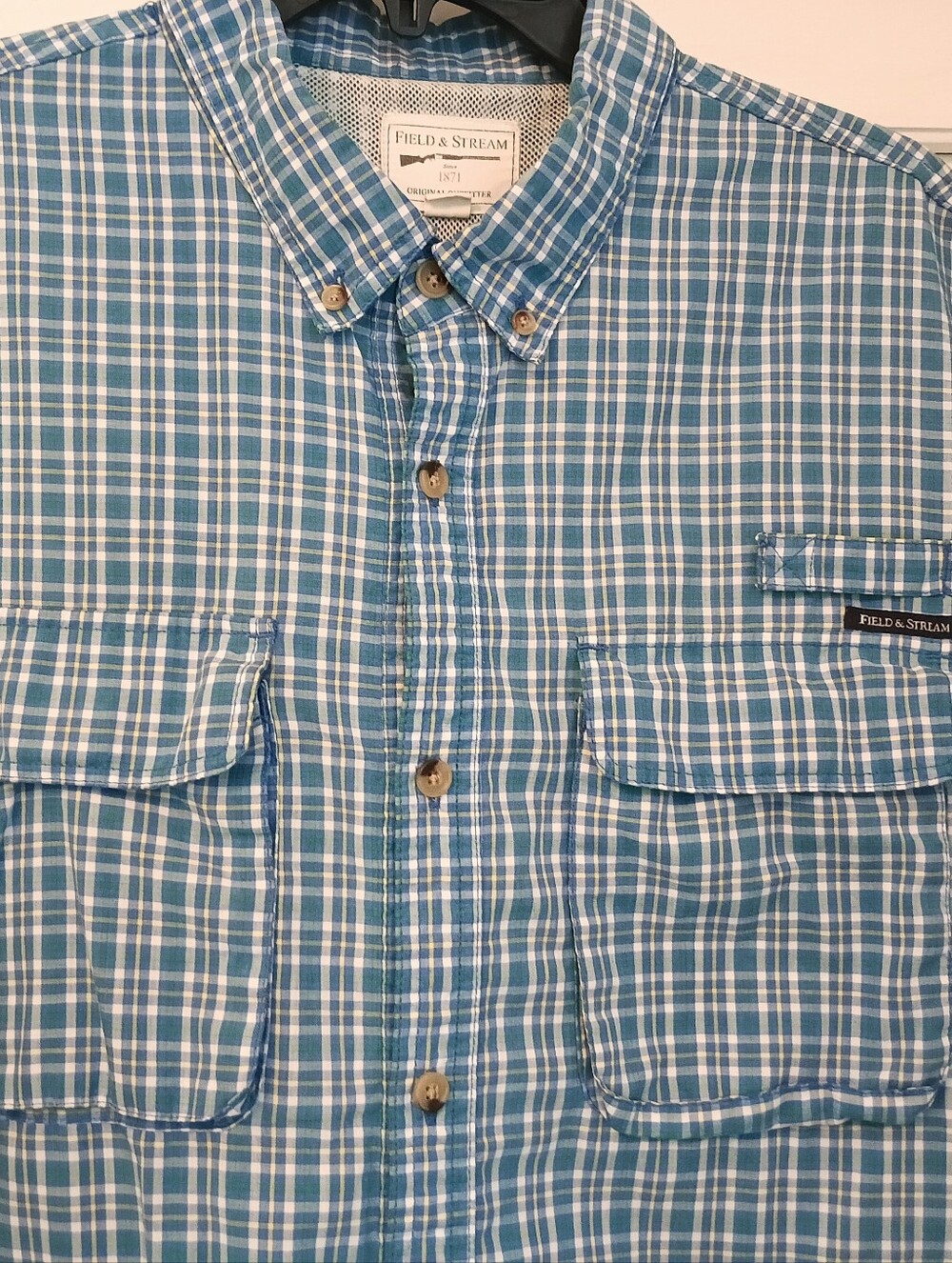 Men's Field & Stream Blue, Green & Yellow Plaid Shirt (XXL)